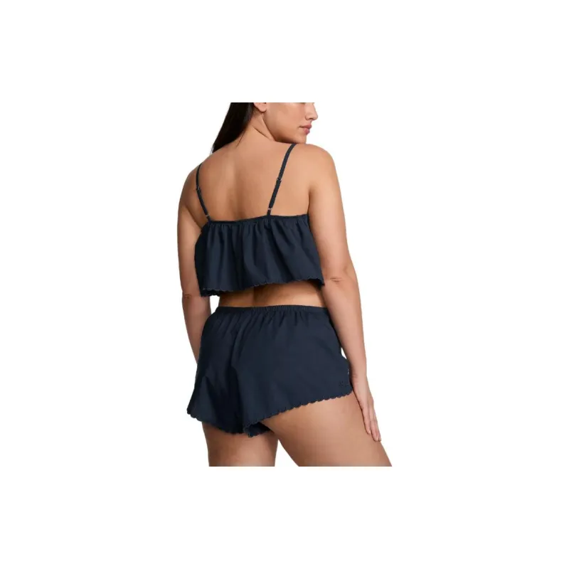 Victoria's Secret PINK Heritage Cotton Eyelet Cami/NN Pajama Set Women's Black Marine Blue-1