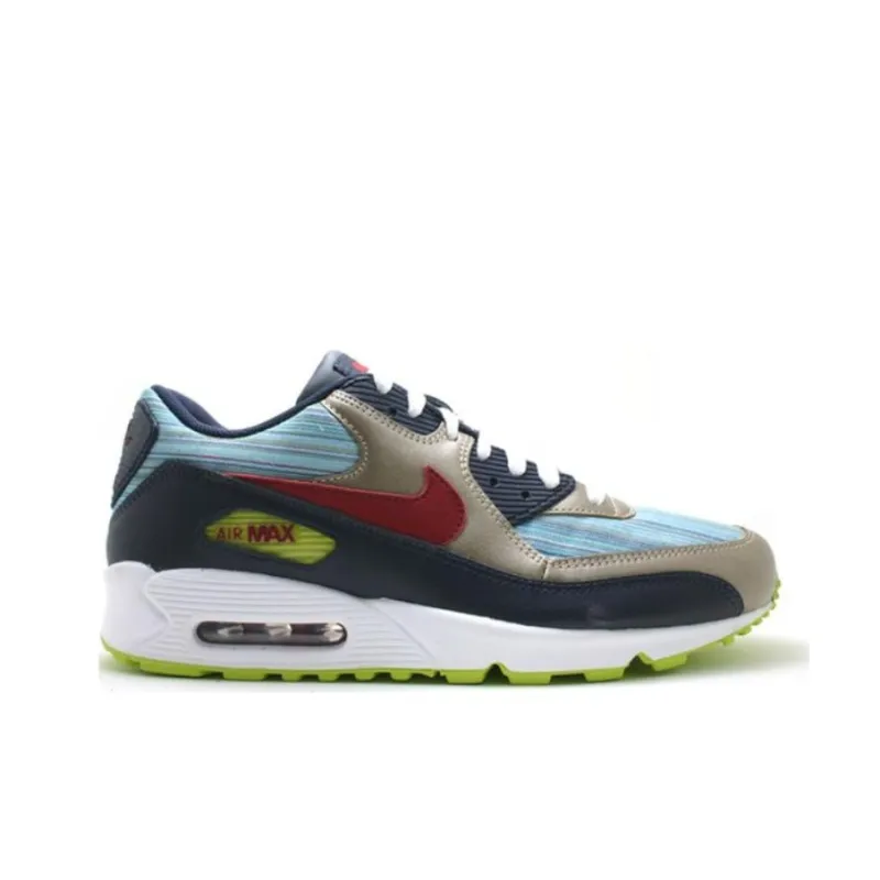 Nike Air Max 90 Anti-Slip Wear-Resistant Low-Top Casual Shoes Men's Blue Gold-1