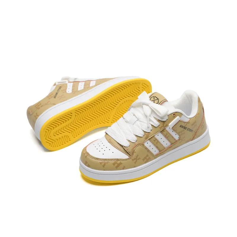 ABCIO Water-Resistant Cushioning Lightweight Height Increasing Low-Top Skateboard Shoes Unisex Khaki White Box Included-3