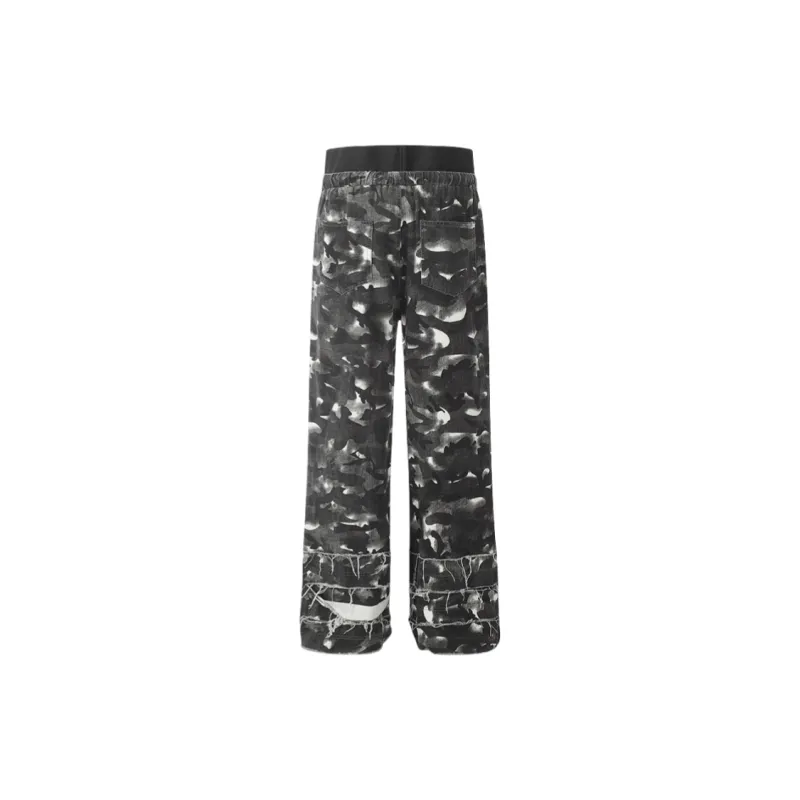 Vine Color Casual Pants Unisex Gray Camouflage-1
