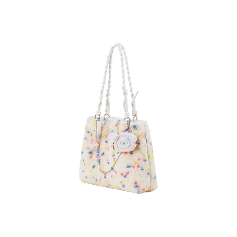Miffy Fabric Handbag Shoulder Bag Large Size Women's Rainbow Polka Dot-1