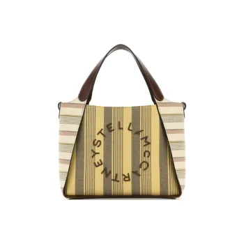 Stella McCartney Logo Lettering Striped Tote Bag
