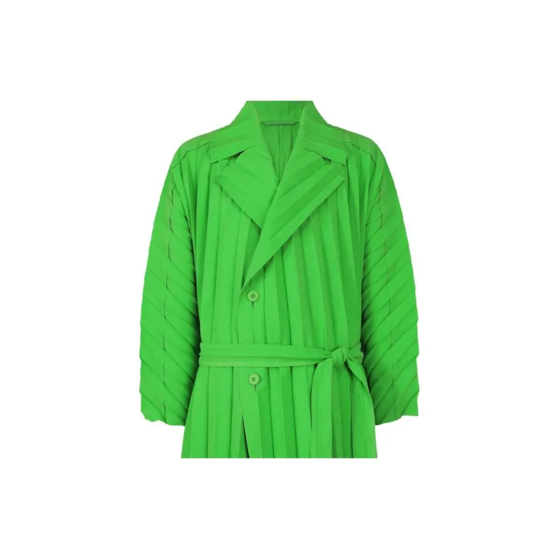 Homme Plissé Issey Miyake FW24 Trench Coat Men's Green-3