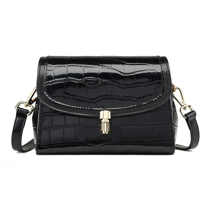 COMELY Cow Split Leather Bonded Synthetic Leather Shoulder Bag Crossbody Bag Regular Women's Black/White-3