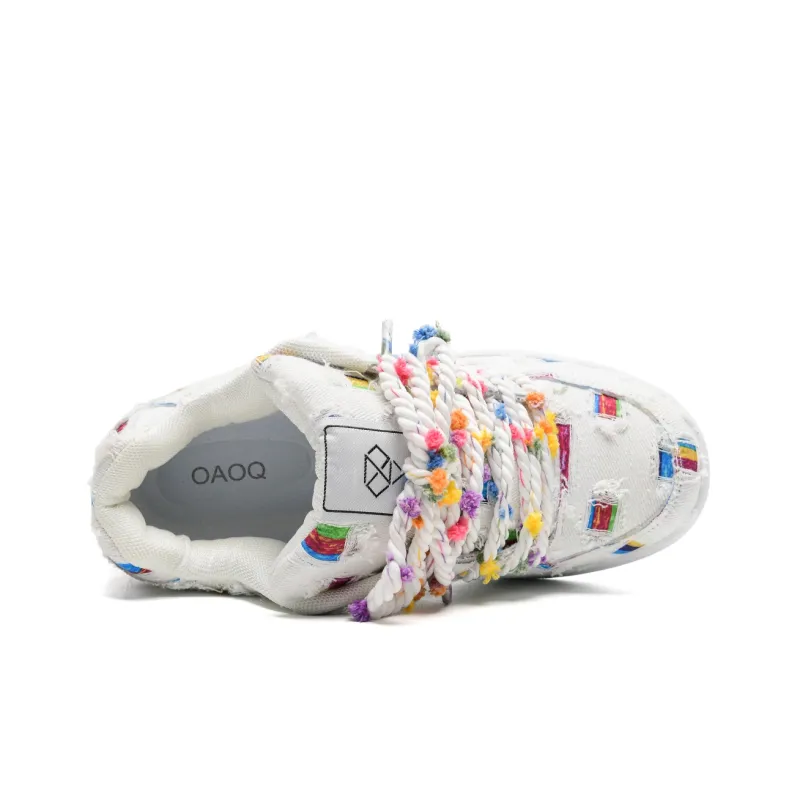 OAOQ Box Low-Top Skateboard Shoes Unisex Rainbow Bean-5