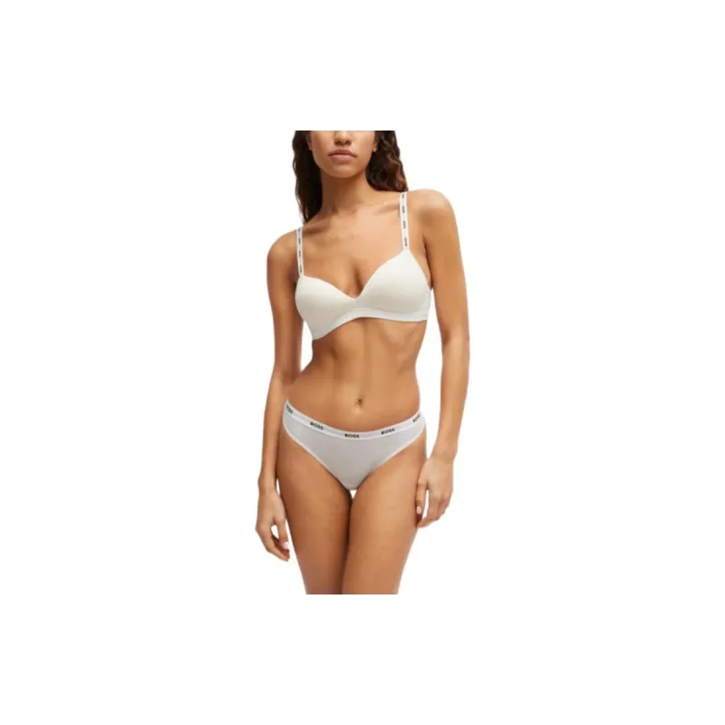 HUGO BOSS Stretch-Jersey Triangle Bra With Logo Straps Bra Women's White-1