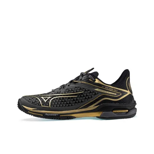 Mizuno Wave Exceed Tour 6 Durable Breathable Low Top Tennis Shoes Unisex Black Gold