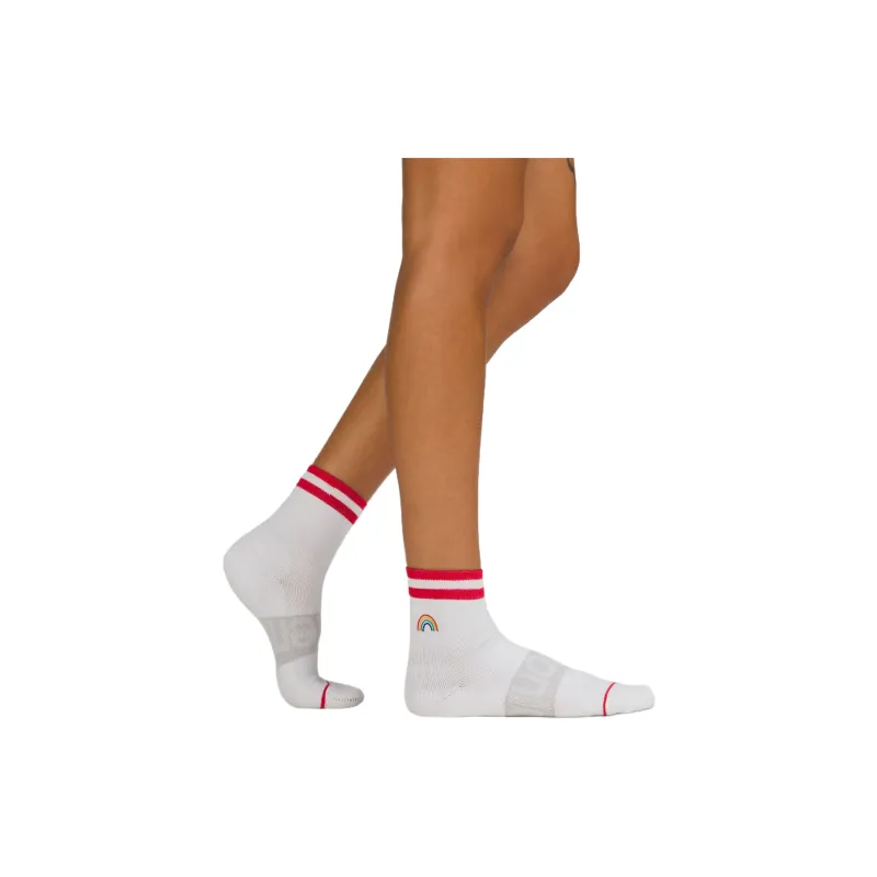 Lululemon Daily Stride Mid-Calf Socks Women's 1 Pack White/Red-3