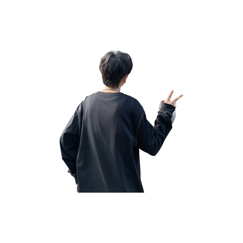 Tonlion Long Sleeved T Shirts Men's Black-0
