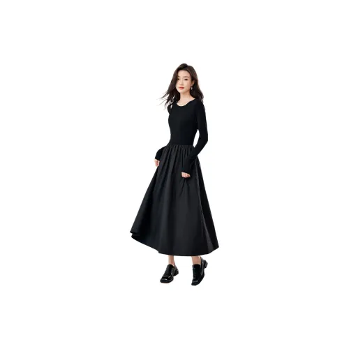 Mo Han Yi Mei Long-Sleeved Dresses Women's Black