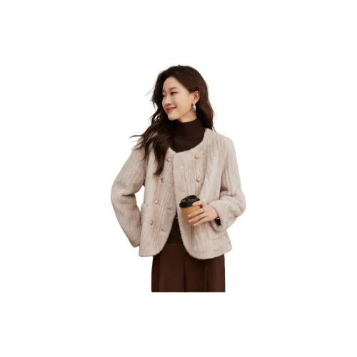 Mo Han Yi Mei Velvet Jackets Women's Beige