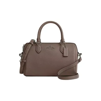 COACH Rowan Litchi Grain Leather Shoulder Bag Crossbody Bag Handbag Medium Size Women's Dark Stone Color