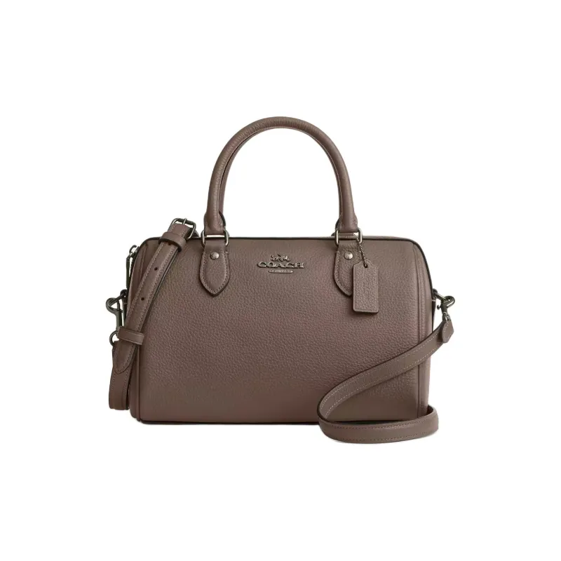 COACH Rowan Litchi Grain Leather Shoulder Bag Crossbody Bag Handbag Medium Size Women's Dark Stone Color-0