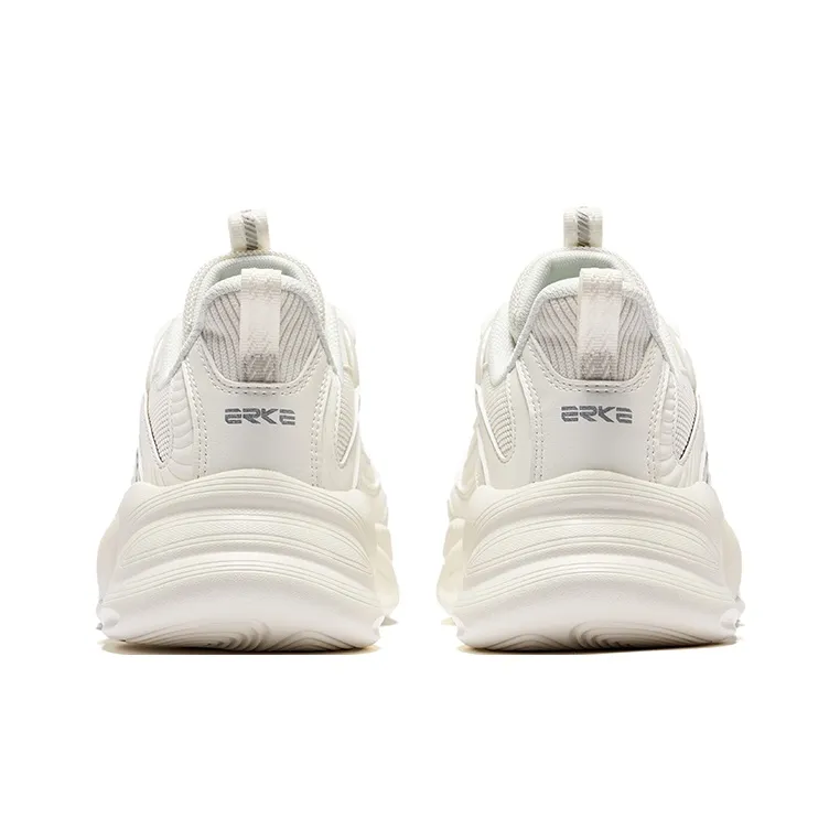Erke Unchained Fall And Winter Edition Height Increasing Low Top Casual Shoes Women's Microcrystal White-4