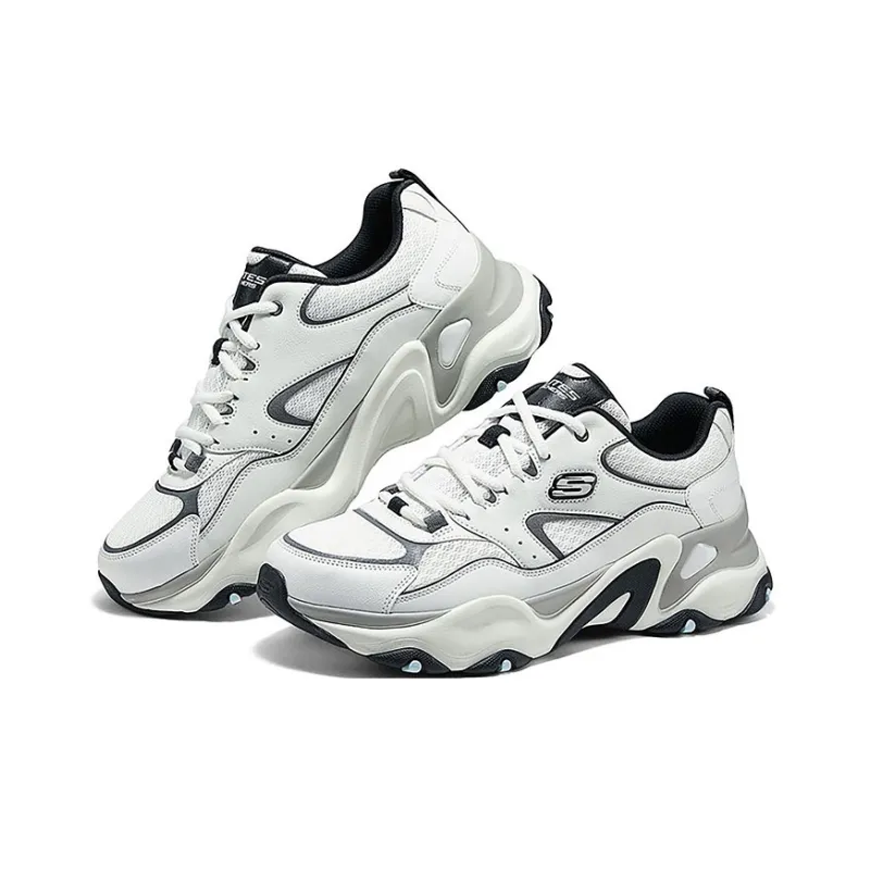 Skechers D'LITES 5.0 Anti Slip Wear Resistant Low Top Chunky Sneakers Men's Gray White-2