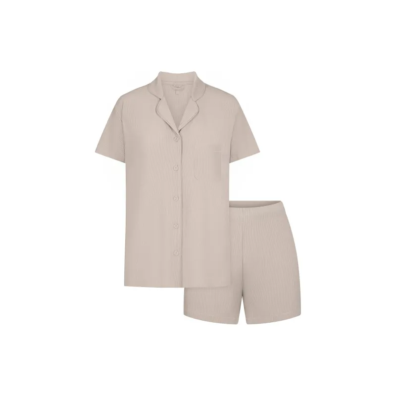 SKIMS SOFT LOUNGE SHORT SLEEP SET Pajama Set Women's STONE/Stone Color-0