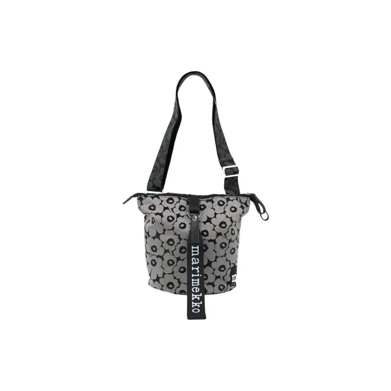 Marimekko Polyester Shoulder Bag Regular Unisex Khaki & Black-0