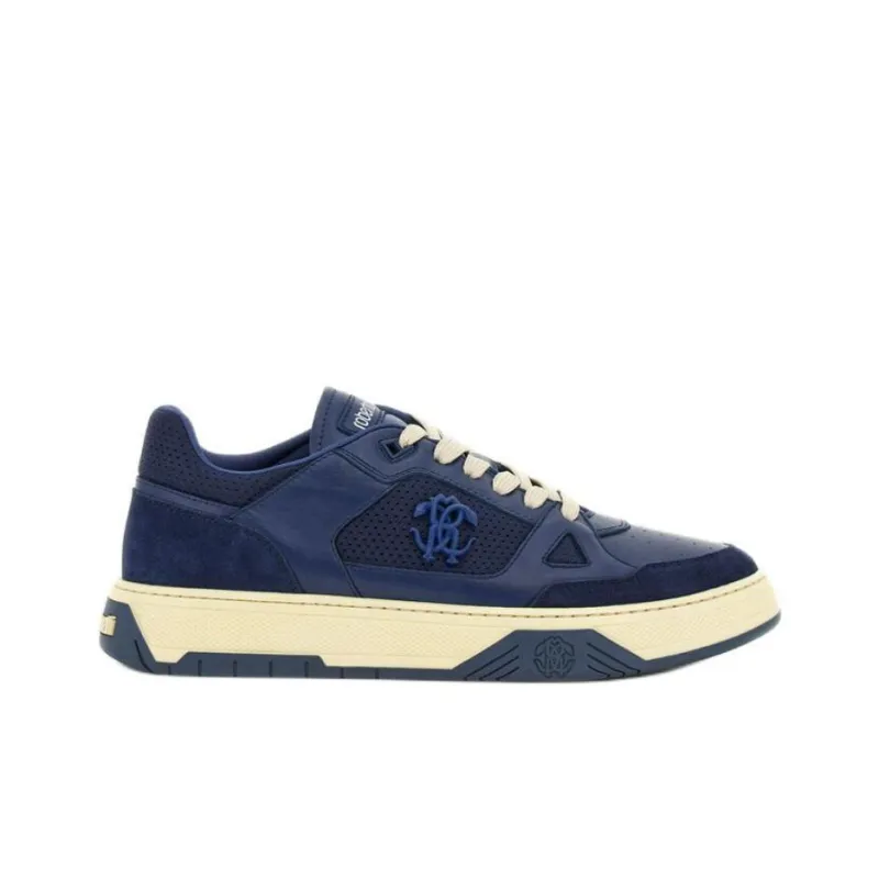 Roberto Cavalli Monogram Low-Top Skateboard Shoes Men's Blue-1
