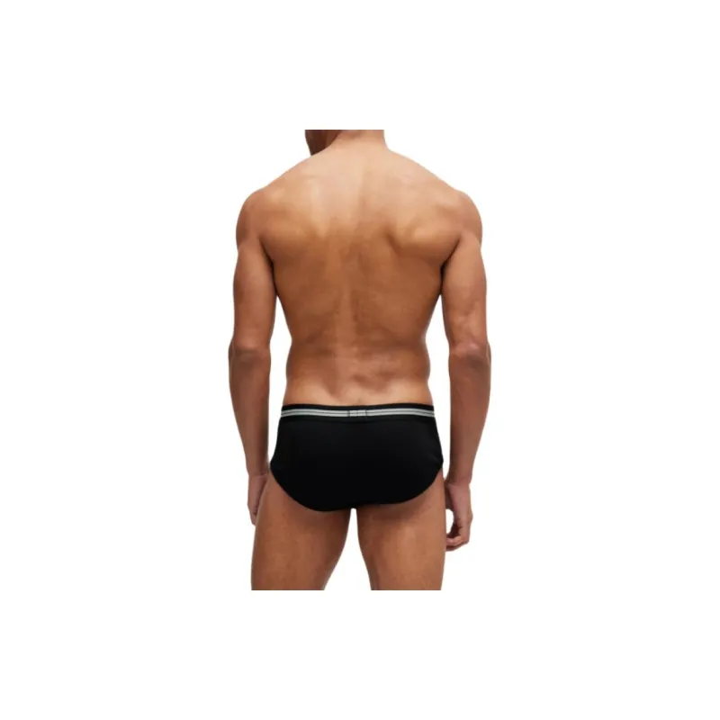 HUGO BOSS Regular-Rise Briefs In Pure Cotton With Logo Waistband Underpants Men's Black-2
