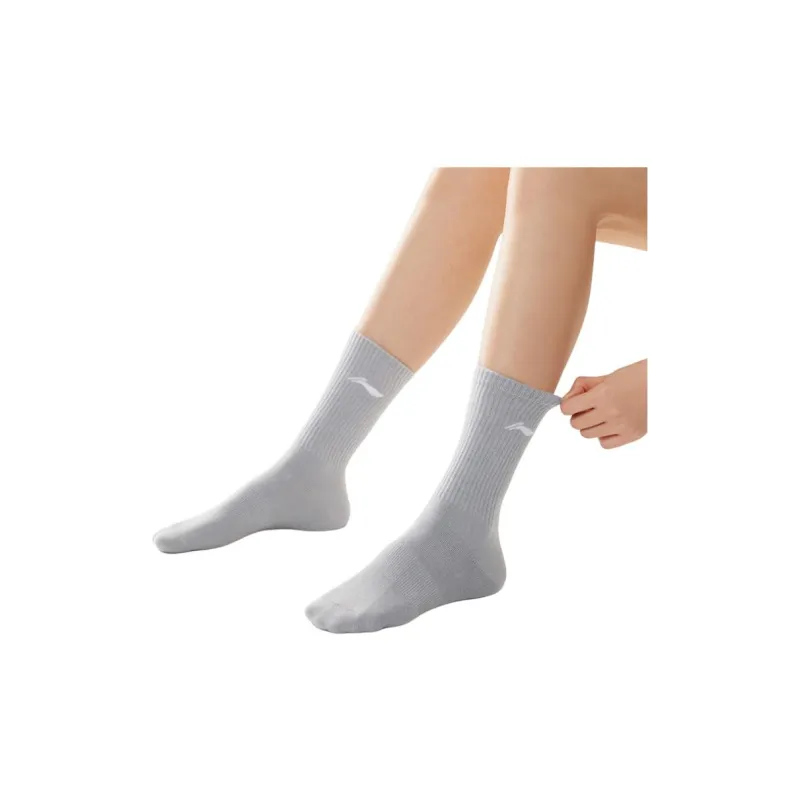 LiNing Mid Calf Socks Unisex 1 Pack Cloud Trace Gray-2