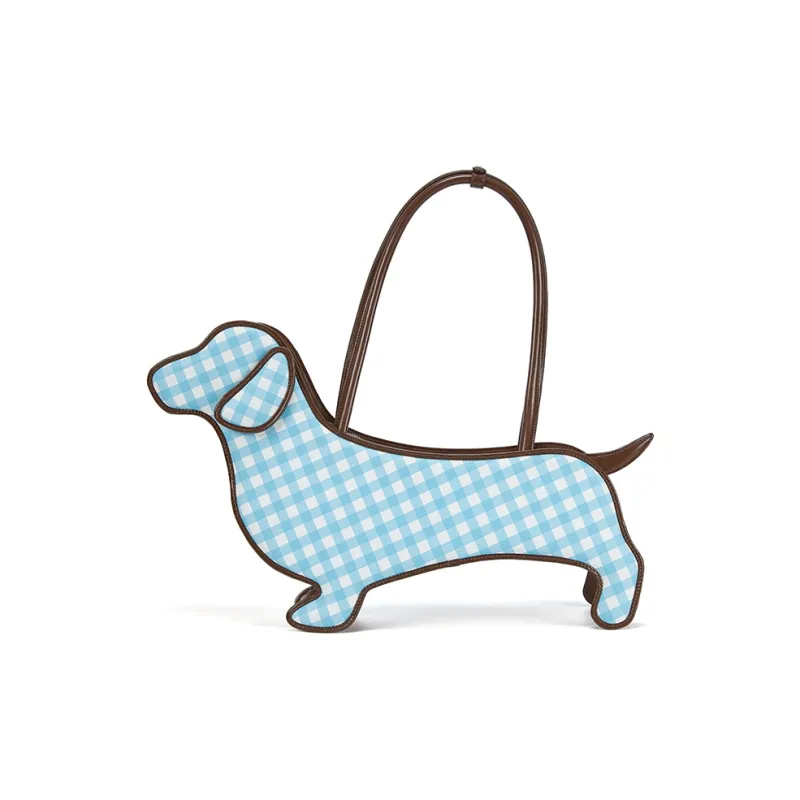 Crying Center PU Sausage Dog Bag, One Shoulder Handbag Regular Unisex Black/Blue-1