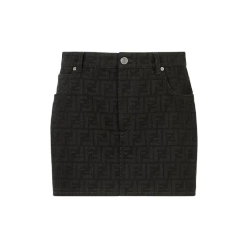 FENDI Denim Short Skirts Women's Black