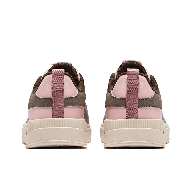 Erke Flying Goose Wear-Resistant Slip-Resistant Low-Top Skateboard Shoes Women's Evening Mist Pink Brown Stone-4