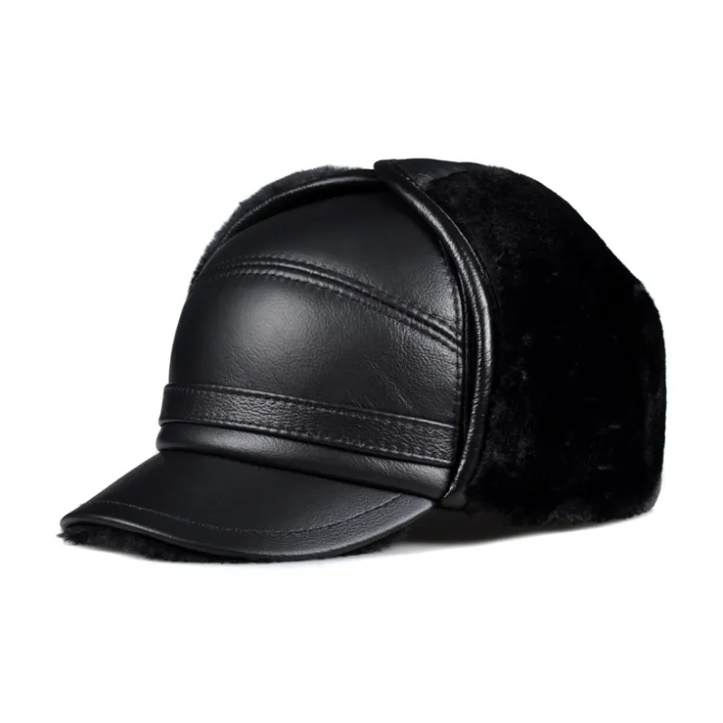 BANDICOOT Top Grain Cow Leather Trapper Hats Men's-0