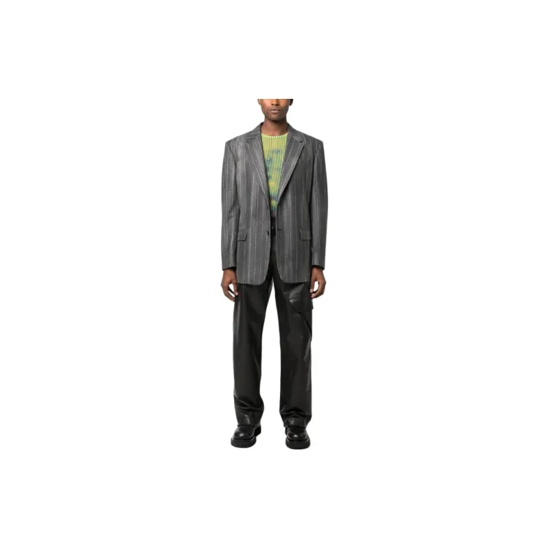 VERSACE Single Breasted Striped Long Sleeved Blazer-4