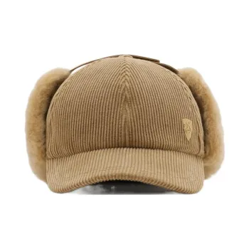Burberry Logo Plaque Shearling Trim Corduroy Cap