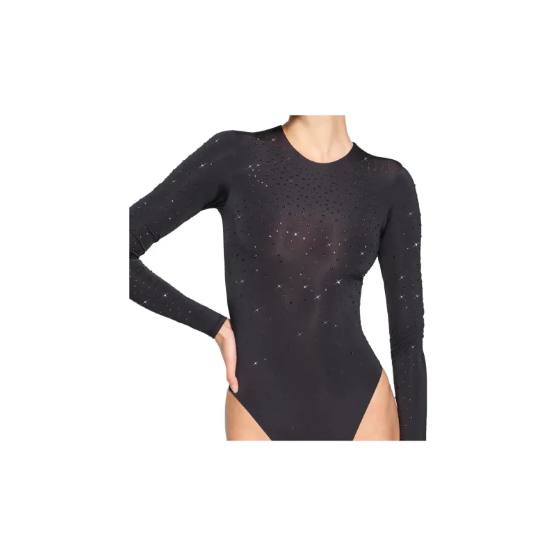 Skims X Swarovski Jelly Sheer Long Sleeve Crew Neck Bodysuit Sienna-6