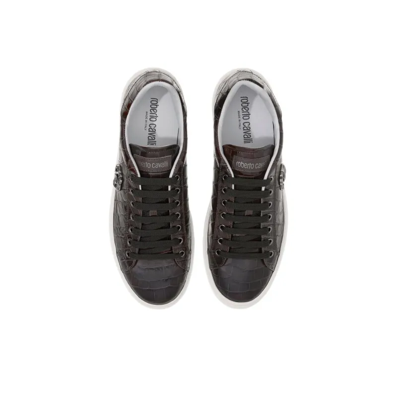 Roberto Cavalli Low-Top Skateboard Shoes Men's Dark Brown-4