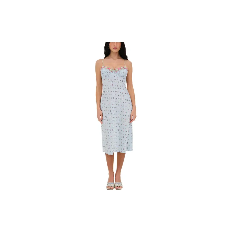 Victoria's Secret PINK Cotton Sleepshirt Aurelia Midi Slip Dress/Blue/Pink Nightgown Women's Blue/Pink-1