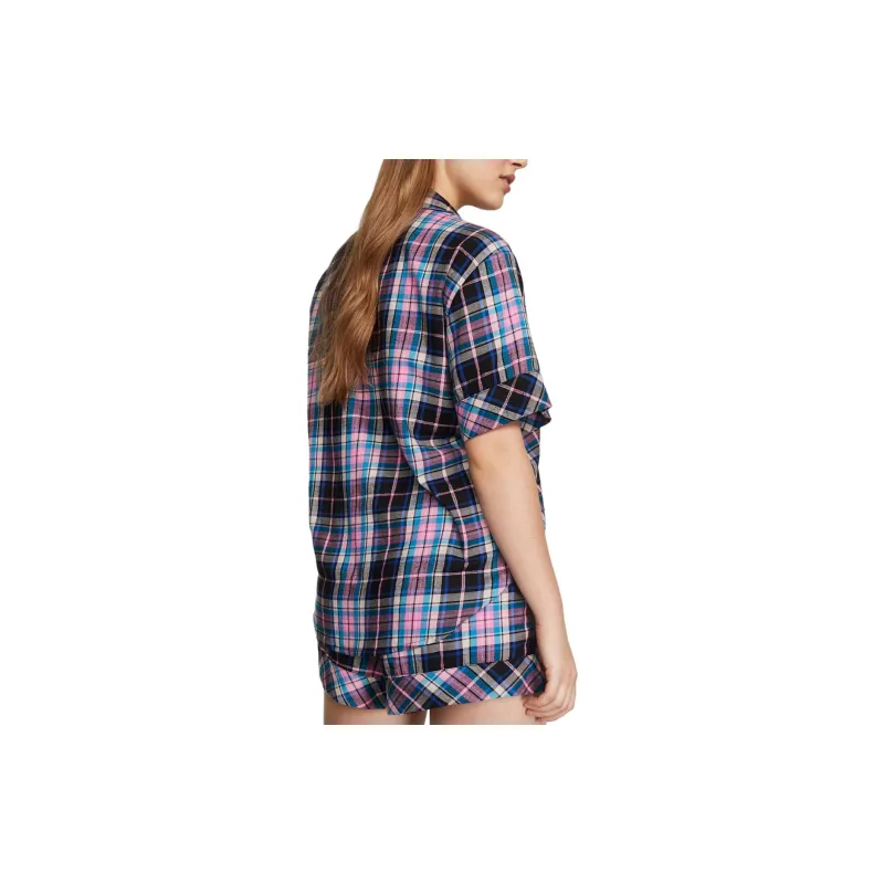 Victoria's Secret Pajama Set Women's Pink Blue Black Plaid-2