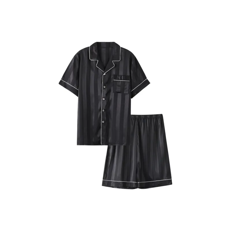 The Story Of The Flower Season Pajama Set Men's Black Stripes-1
