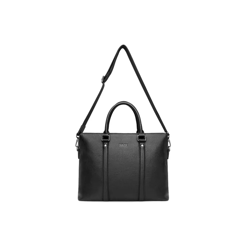 FAIRWHALE Top Grain Cow Leather Handbags Briefcases Men's Black-5