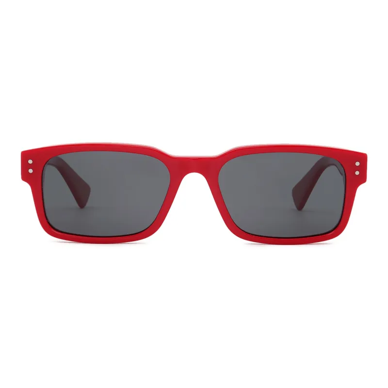 Pair Ponyo Plate Irregular Shape Sunglasses Women's Red-1