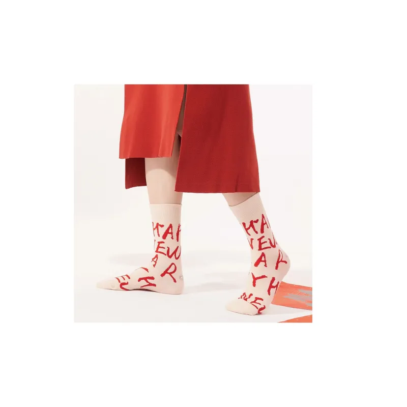 Duanmei Mid Calf Socks Fall And Winter Unisex 5 Pack Red-14