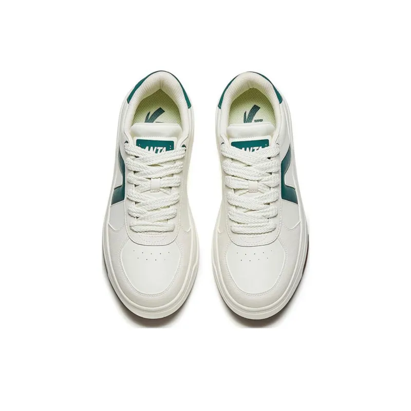 Anta A Road Wear Resistant Slip Resistant Low Top Skateboard Shoes Men's White Green-2