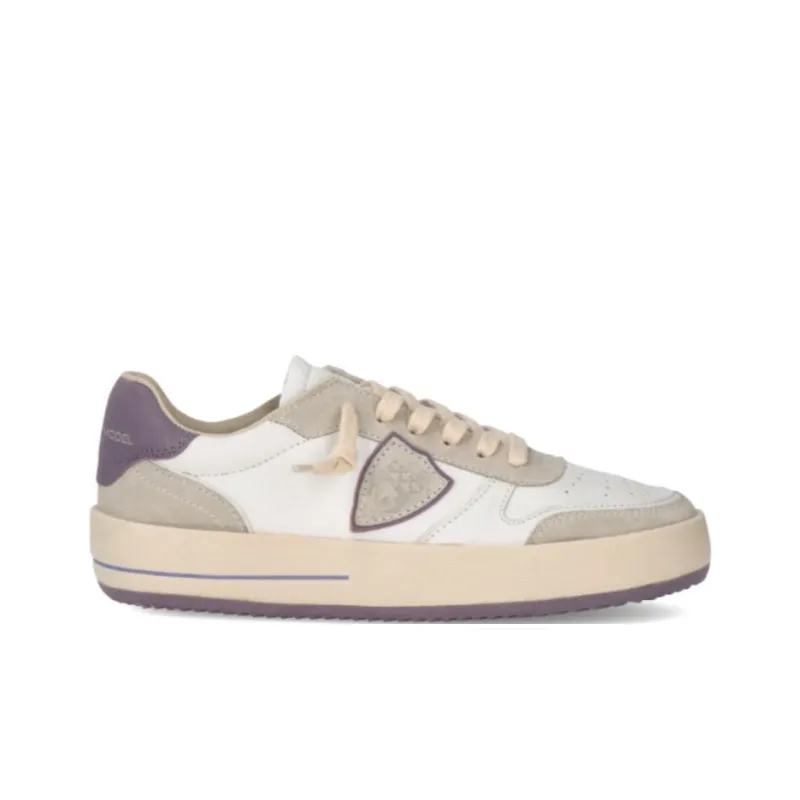 PHILIPPE MODEL Low Top Casual Shoes Women's White Purple-1