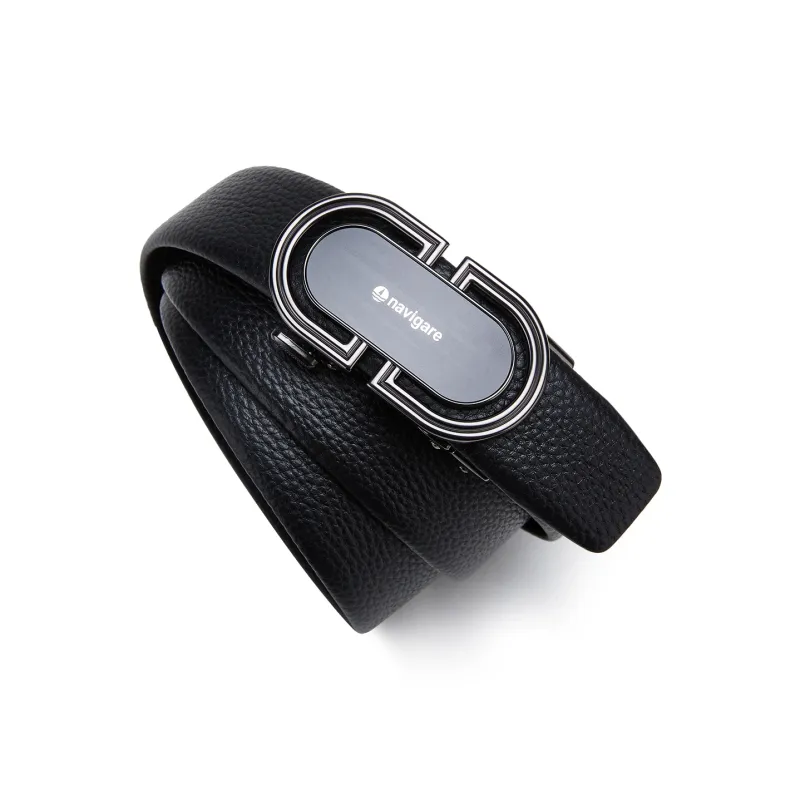 NAVIGARE Top Grain Cow Leather Belt Belt Men's Black Width  3.5cm-3