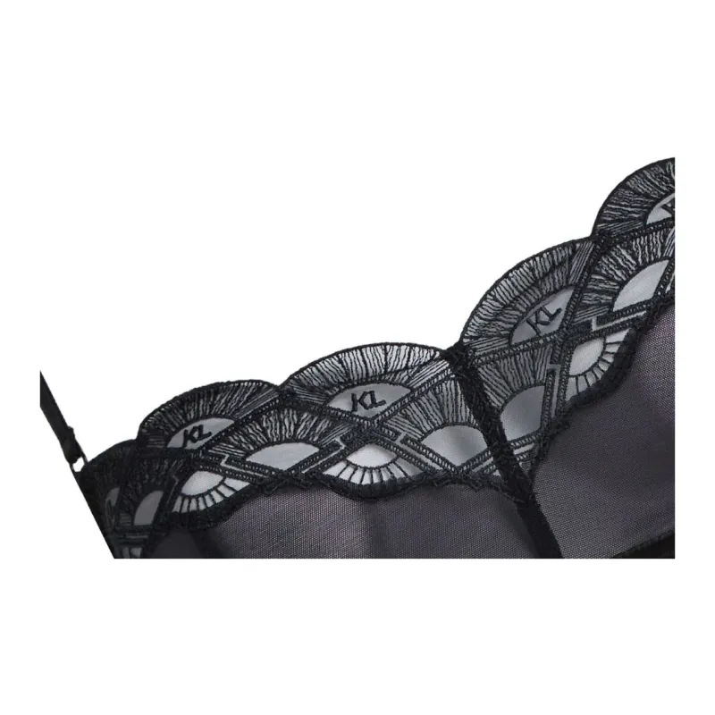 KARL LAGERFELD / Karl Lagerfeld Jeans Logo embroidered Lace Bralette-1