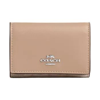 COACH Micro Coated Canvas With Leather Wallet Mini Women's Sand & Taupe