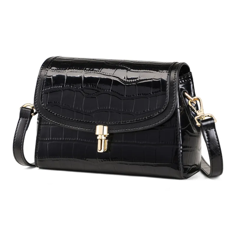 COMELY Cow Split Leather Bonded Synthetic Leather Shoulder Bag Crossbody Bag Regular Women's Black/White-2