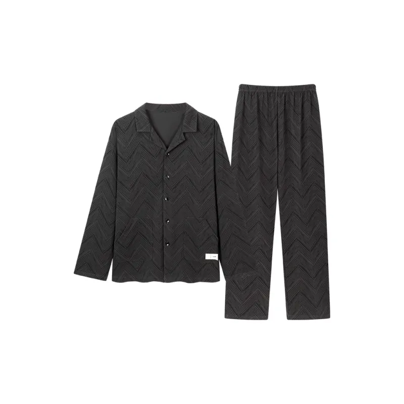 Qin Jing Pajama Set Men's Gift Box Set Dark Gray-3