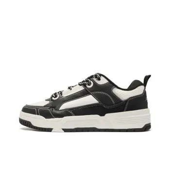 QIAODAN Goku Puffy Shoes Slip Resistant Balance Breathable Height Increasing Low Top Skateboard Shoes Men's Black White