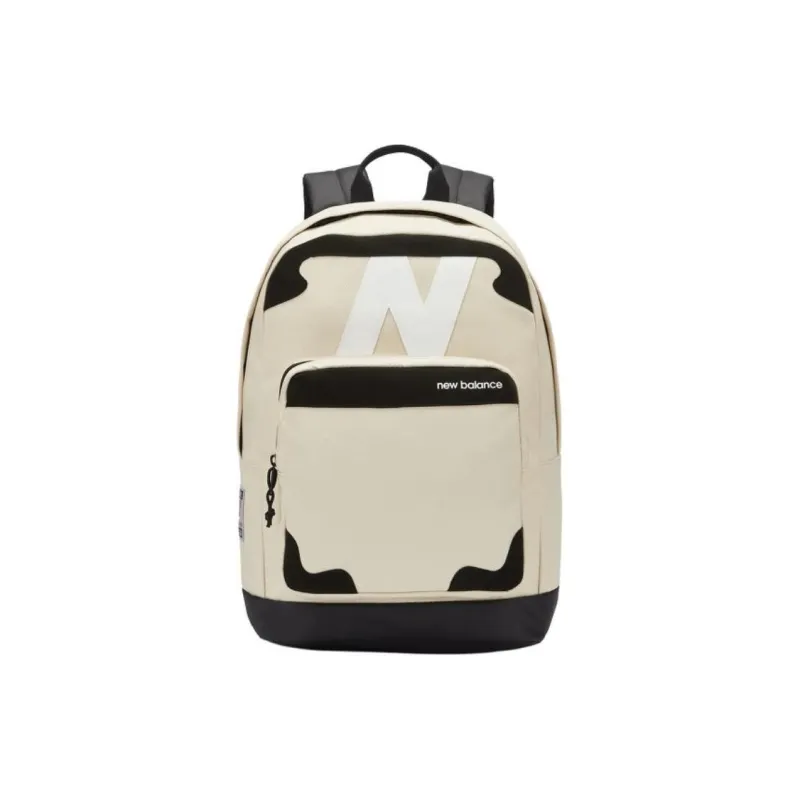 New Balance Synthetic Leather, Textile Mosaic Backpack Regular Unisex Beige & Black-0
