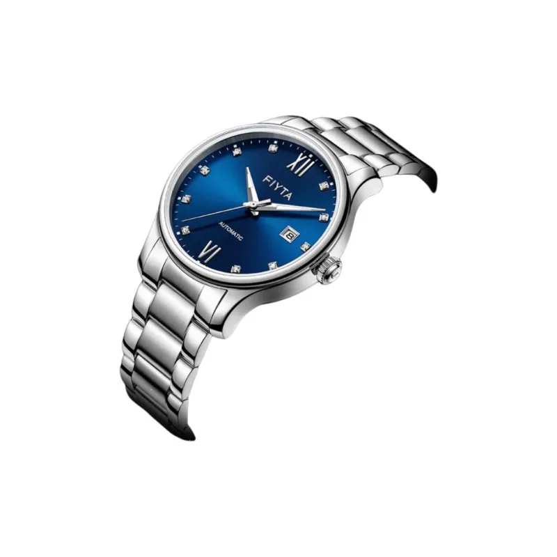 Fiyta Automatic Mechanical Movement Stainless Steel Strap Watch Unisex Blue Dial-1
