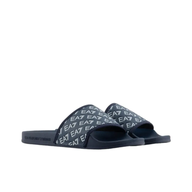 EMPORIO ARMANI EA7 Rubber Sole Abrasion Resistant Slide Slippers Men's Blue-2