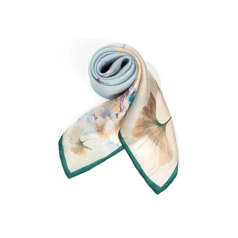 Shanghai Story 100% Mulberry Silk Silk Scarves Women's Patch Bamboo Leaf Flower Gift Box Set-84